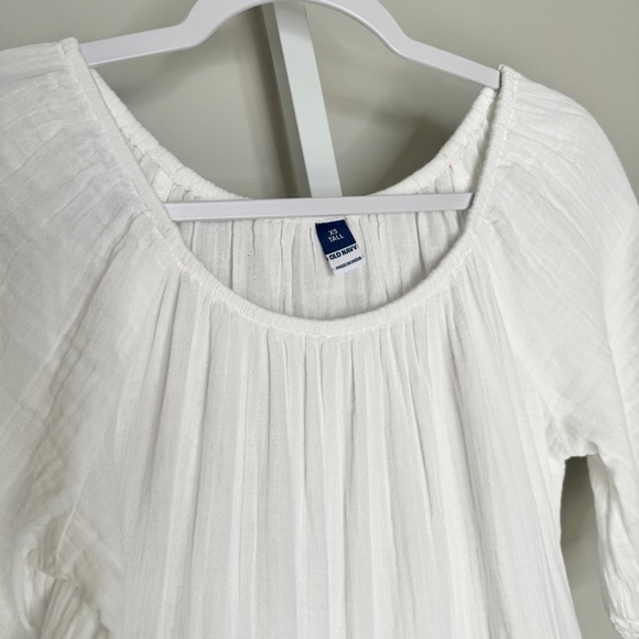 OLD NAVY Mini Dress White XS Tall Crinkle Gauze Tiered Pockets Flowy Peasant NWT - Picture 7 of 15